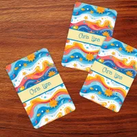 Abstract Ocean Beach Theme Waves Fish Sun Jumbo Poker Cards