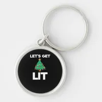 Let's Get Lit Christmas Tree Holiday Drinking Keychain