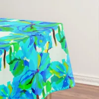 Sublime Himalayan Poppy Aqua Green Floral Pattern Tablecloth