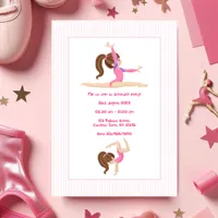 Gymnastics Girl Birthday Party Photo Invitation