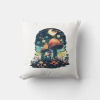 Cottagecore And Aesthetic Goblincore Mushroom Fair Throw Pillow