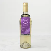 Festive Purple Foil Snowflakes Monogram Name Bottle Hanger Tag