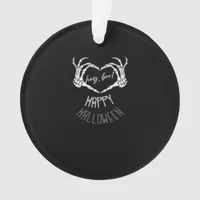 Hey, Boo! Happy Halloween Skeleton Hand Heart Clas Ornament