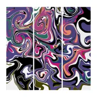 Blue, Black, Coral, White Swirls Marble Like Art  