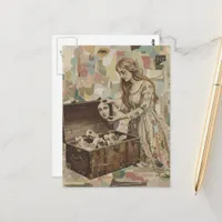 Surreal Woman Picking Up the Pieces of Herself Postcard