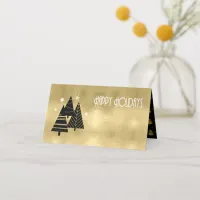 Christmas Trees and Snowflakes Gold ID863 Place Card