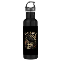 Halloween F-Caw-F Raven Bird F-Caw-F Crow Checkere Stainless Steel Water Bottle