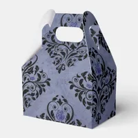 Black and Blue Vintage Grunge Floral Damask Favor Boxes