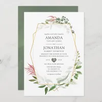 Watercolor Forest Herbarium Geometric Wedding Invitation