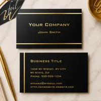 Contemporary Black and Gold Executive Foil Business Cards