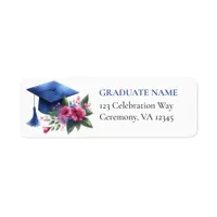Feminine Blue Graduate Return Address Labels