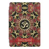 Sanskrit Om Gold + Red Baroque Custom Name iPad Pro Cover