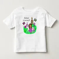 Birthday Girl Princess and Unicorn Age and Name Toddler T-shirt