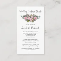 Blush Floral Wedding Weekend Details Enclosure Card