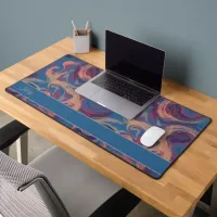 Blue & Colorful Swirling Watercolor Custom Desk Mat