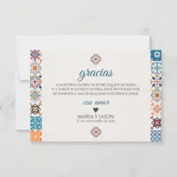 Talavera Colorful Floral Fiesta Spanish Wedding Thank You Card