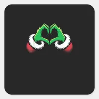 Funny Heart Hands Christmas Minimal Festive Style Square Sticker
