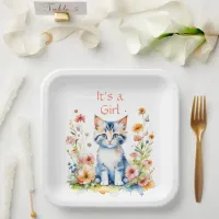 Cute Kitten Themed Girl's Baby Shower Paper Plates