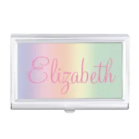 Personalized Pastel Rainbow Water Colors Business Card Case