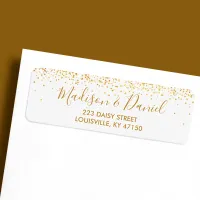 Gold Glitter Confetti Elegant Wedding Address Label