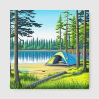 Nature Camping Themed Tent in the Woods Magnet