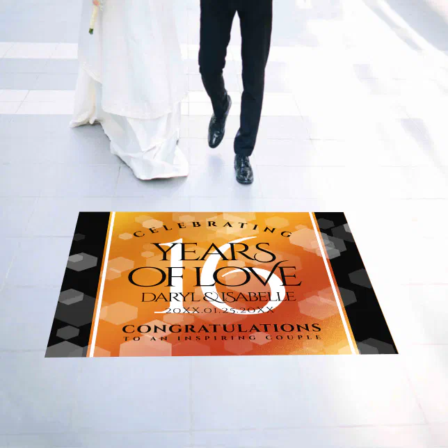 Elegant 16th Golden Topaz Wedding Anniversary Floor Decals