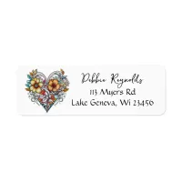 Floral Heart Romantic Personalized Label