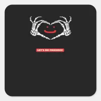Let's Friends! Classic Skeleton Hands Heart Square Sticker