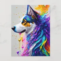 A very colorful dog postcard