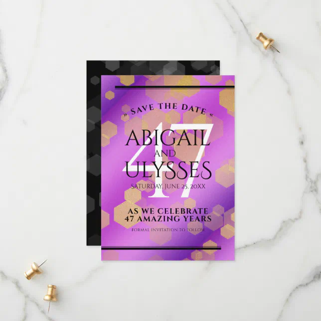 Elegant 47th Amethyst Wedding Anniversary Save The Date