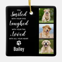 Modern Pet Memorial Keepsake Dog Loss 3 Photo Ceramic Ornament