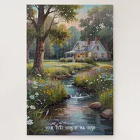 Tranquil Countryside Retreat Cottage by the Stream Jigsaw Puzzle