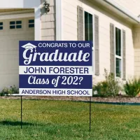 18" X 24" Blue and White Graduation Text Yard Sign