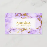 *~* Gold Purple Marble Chic Makeup Popular Business Card