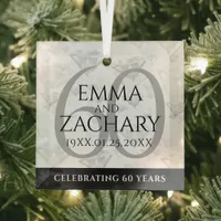 Elegant 60th Diamond Wedding Anniversary Glass Ornament