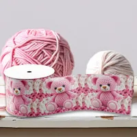 Cute Crocheted Teddy Bear Girl's Baby Shower Grosgrain Ribbon