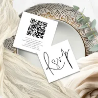 Minimalist Elegant Script QR Code Wedding RSVP Enclosure Card