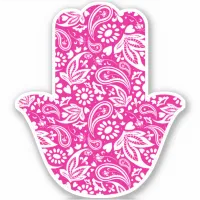 Girly Pink and White Hand of Fatima Sticker