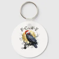 Funny Crow F-Caw-F Bird Gothic Christmas Santa Hat Keychain