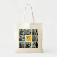 Personalized Custom Monogram Family Photo Collage Tote Bag