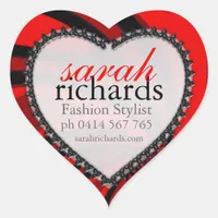 Red Black Stylish Bold Heart Stickers