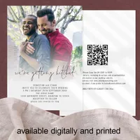 Getting Hitched QR Photo Overlay Gay Wedding Invitation