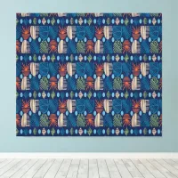 Caribbean Tribal Mudcloth: Festive Blue, Orange Canvas Print