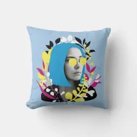 Cool Colorful Woman Throw Pillow