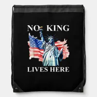 No King Lives in America Freedom Flag Patriotic Drawstring Bag