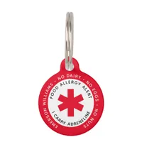 Red Food Allergy Alert ID Bag Tag