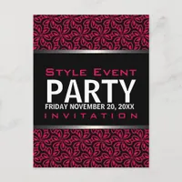 Hot Pink Modern Diva Office Party Invitation Cards