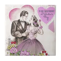 Vintage Valentine Couple Tile