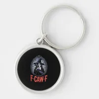 F-Caw-F Crow Funny Gothic Moon Bird Halloween Crea Keychain