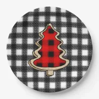 Buffalo Plaid, Red Gingham Christmas Trees   Paper Plates